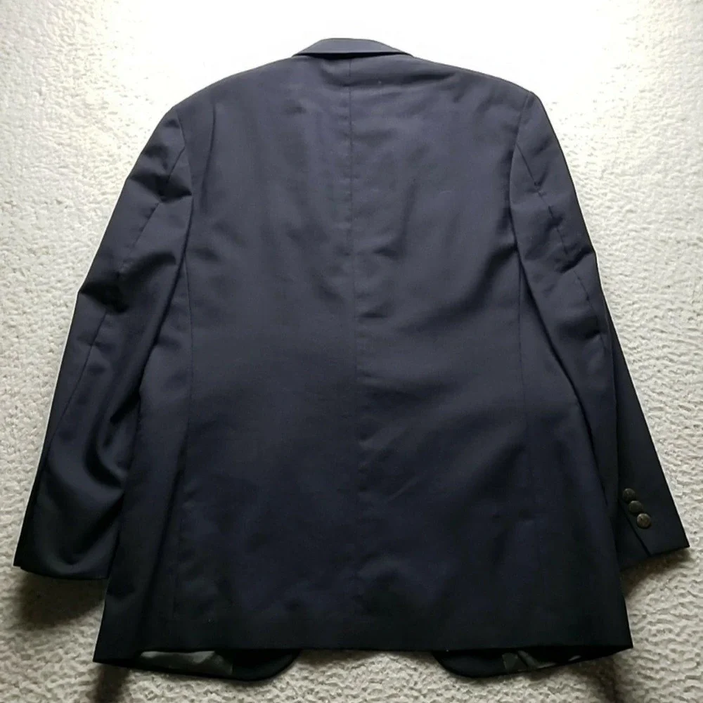 Oscar De La Renta Suit Jacket Blazer Mens 38 Short Blue Wool 2 Button Classic